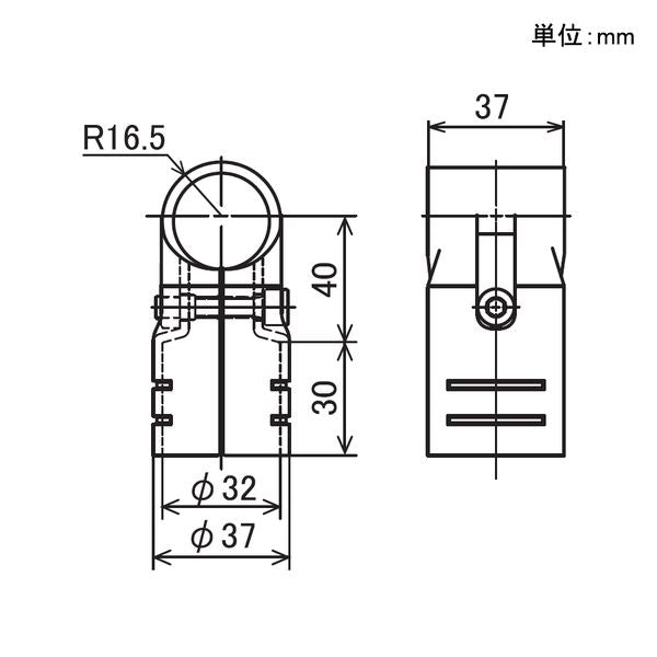 イレクター Φ28・32 メタルジョイント 異径 BEJ-1Aの寸法図