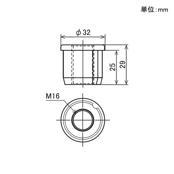 イレクター Φ32 アルミインサートナット EB-1210Dの寸法図