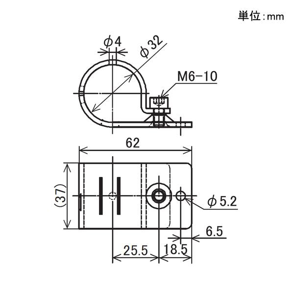 イレクター Φ32 フラットサドル EB-4018の寸法図