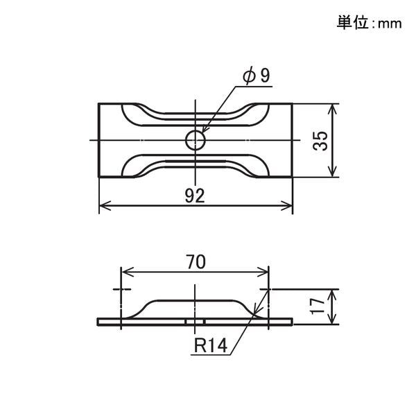 イレクター Φ28 支持板B EF-1002Bの寸法図