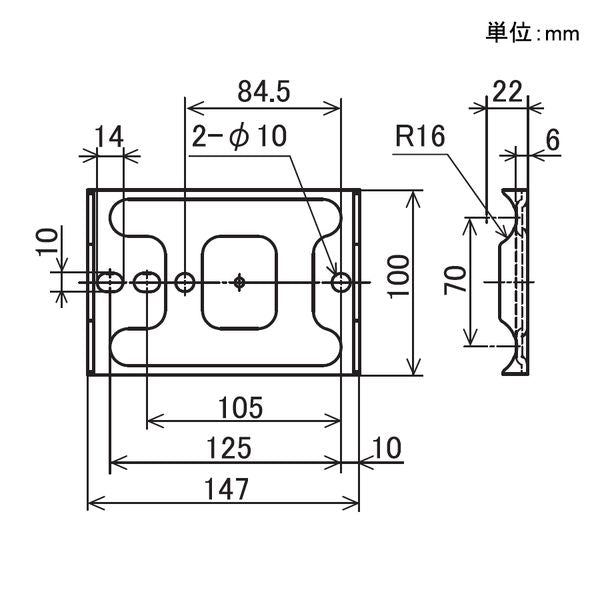 イレクター Φ32 支持板C EF-1002Eの寸法図