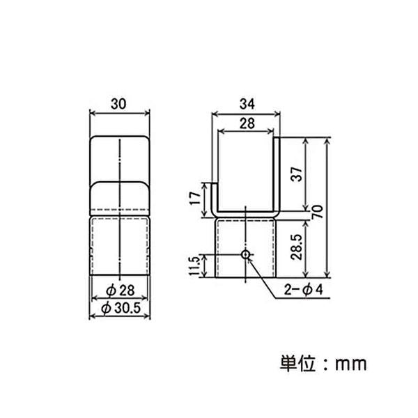イレクター Φ28 引掛け金具A EF-1010Aの寸法図