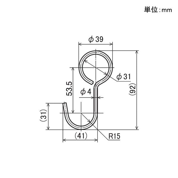 イレクター Φ28 パイプフック金具 EF-1012A SUSの寸法図