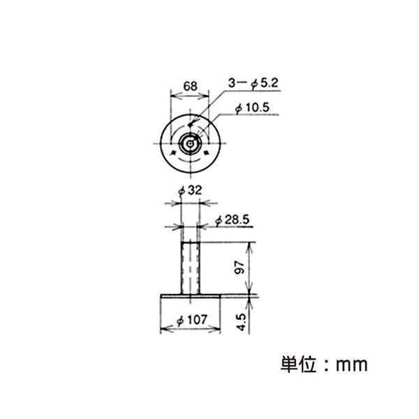 イレクター Φ28 パイプスタンドシングル EF-1206Sの寸法図