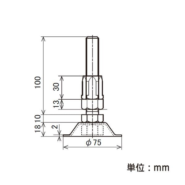 イレクター Φ28 アジャスターボルトA EF-1217A セットの寸法図