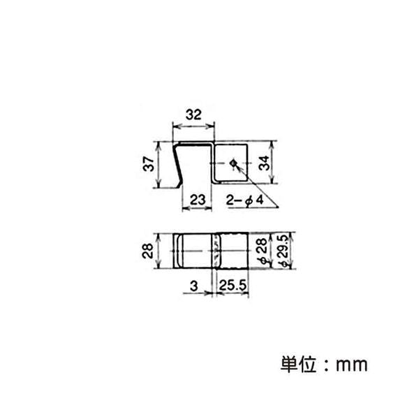 イレクター Φ28 はめ込み金具A EF-1250Aの寸法図