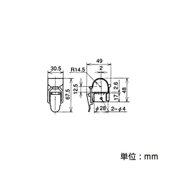 イレクター Φ28 パイプロック金具A EF-2005Aの寸法図