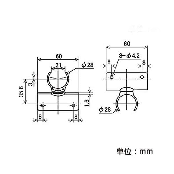 イレクター Φ28 自在クロス金具A EF-3000Aの寸法図