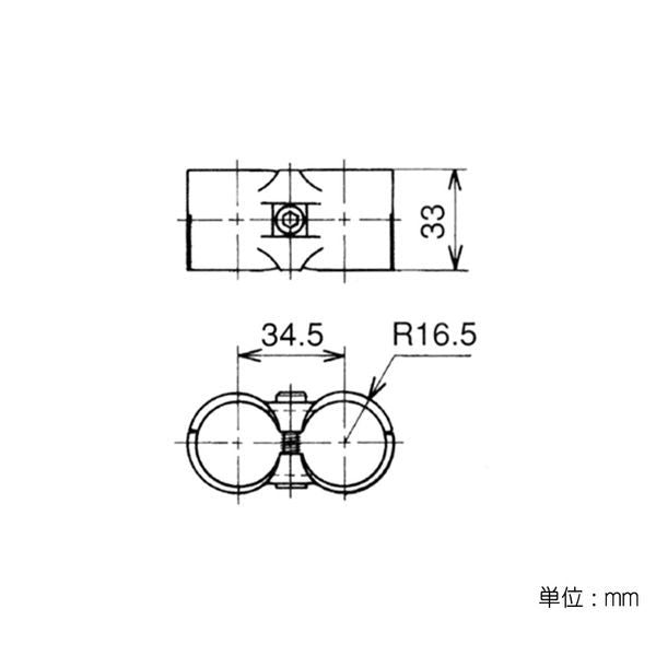 イレクター Φ28 メタルジョイント HJ-11の寸法図