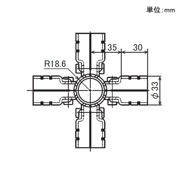 イレクター Φ28 メタルジョイント HJ-16 セットの寸法図