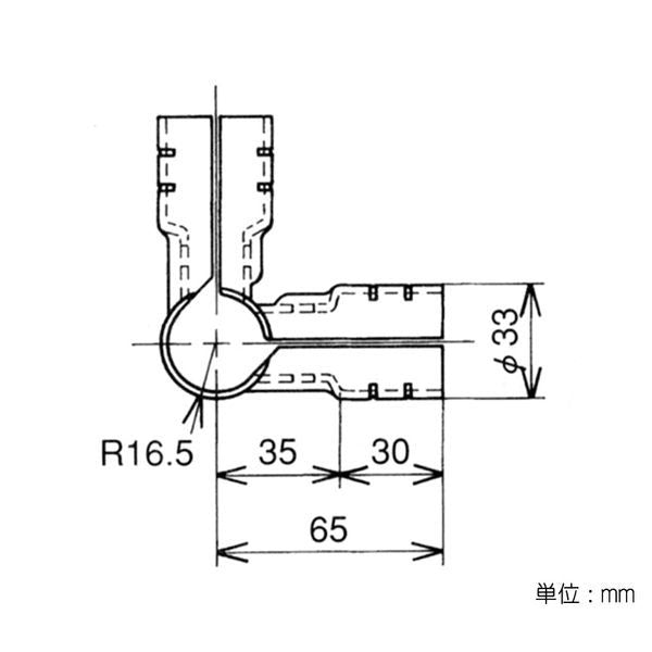 イレクター Φ28 メタルジョイント HJ-2の寸法図
