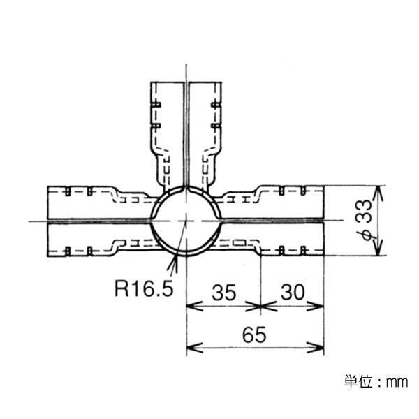 イレクター Φ28 メタルジョイント HJ-3の寸法図