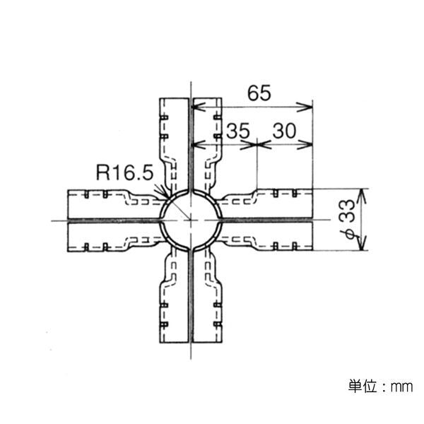 イレクター Φ28 メタルジョイント HJ-5の寸法図
