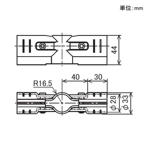 イレクター Φ28 メタルジョイント パネル用 HPEJ-4の寸法図