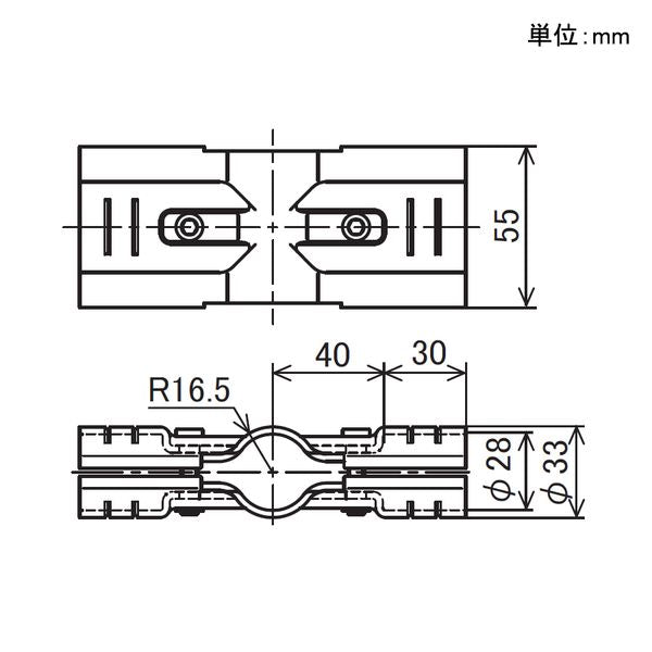 イレクター Φ28 メタルジョイント パネル用 HPEJ-4Wの寸法図