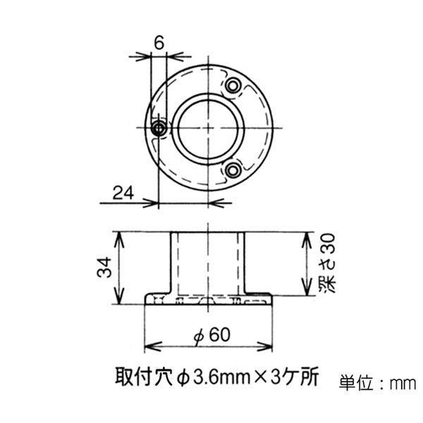 イレクター Φ28 プラスチックジョイント J-103の寸法図