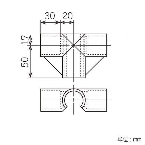 イレクター Φ28 プラスチックジョイント J-104の寸法図