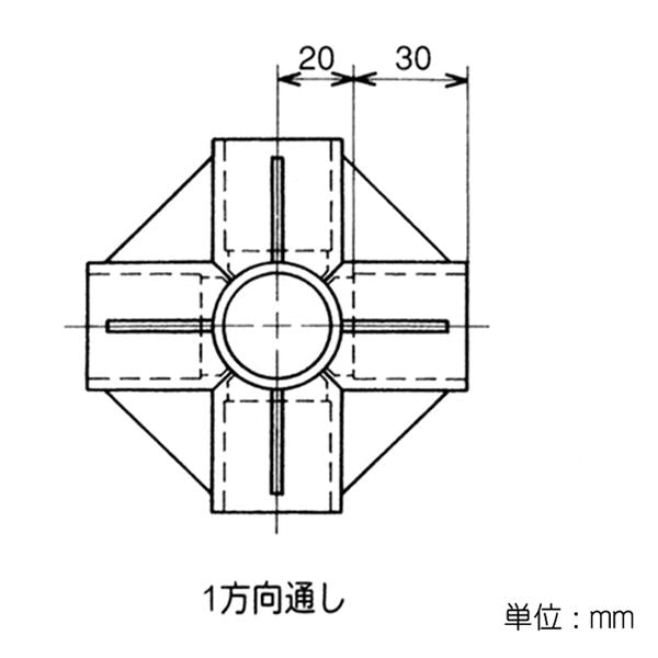 イレクター Φ28 プラスチックジョイント J-107の寸法図