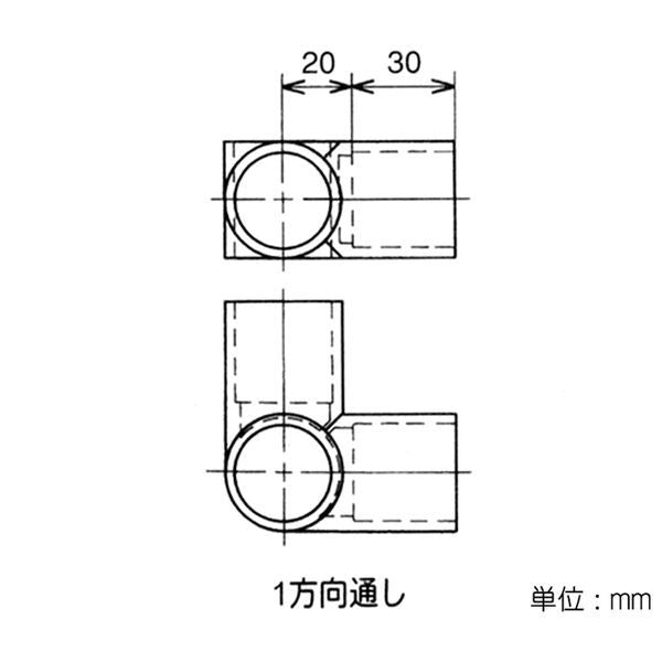 イレクター Φ28 プラスチックジョイント J-119Bの寸法図