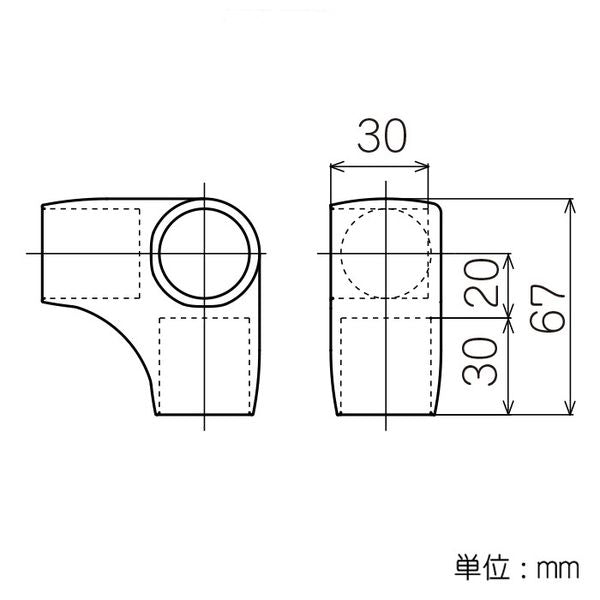 イレクター Φ28 FSプラスチックジョイント J-119FSの寸法図