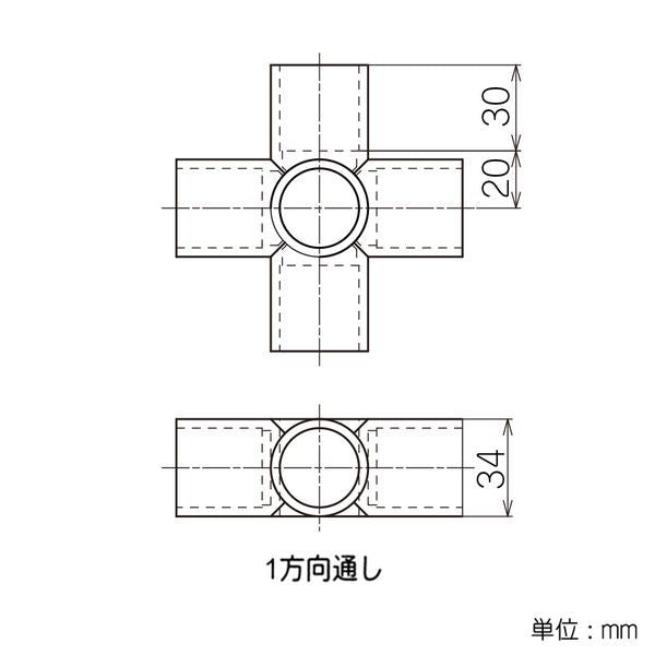 イレクター Φ28 プラスチックジョイント J-121Bの寸法図