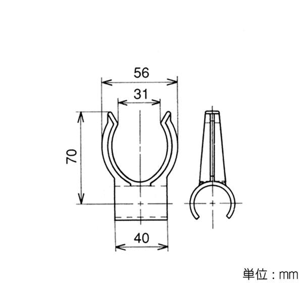 イレクター Φ28 プラスチックジョイント J-129の寸法図