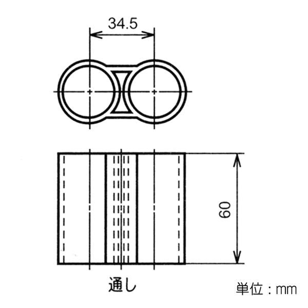 イレクター Φ28 プラスチックジョイント J-147Aの寸法図