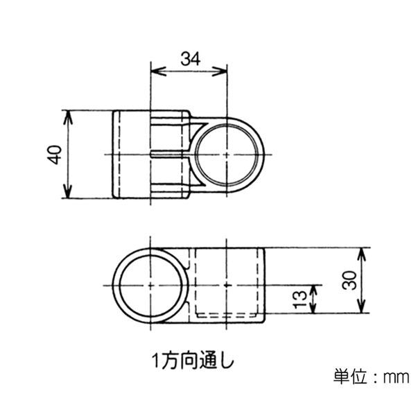 イレクター Φ28 プラスチックジョイント J-150の寸法図