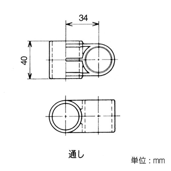 イレクター Φ28 プラスチックジョイント J-150Bの寸法図