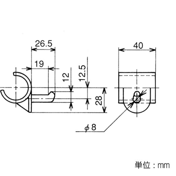イレクター Φ28 プラスチックジョイント J-36の寸法図