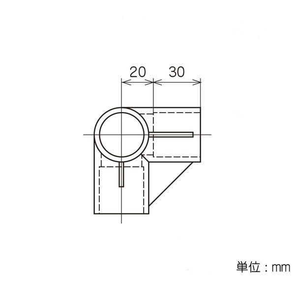 イレクター Φ28 プラスチックジョイント J-4の寸法図