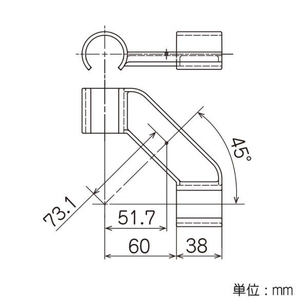 イレクター Φ32 プラスチックジョイント JB-112Aの寸法図