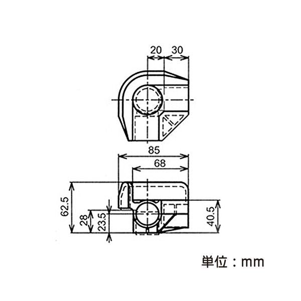 イレクター Φ28 プラスチックジョイント JG-11Aの寸法図