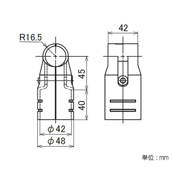 イレクター Φ28・42 メタルジョイント 異径 LEJ-1Aの寸法図