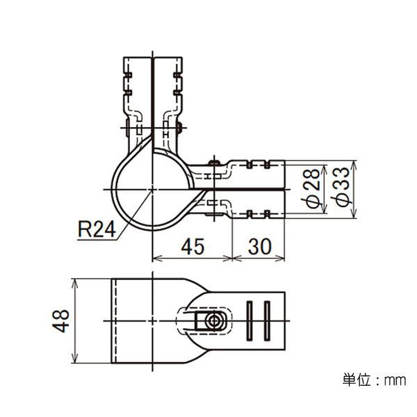 イレクター Φ28・42 メタルジョイント 異径 LEJ-2Bの寸法図
