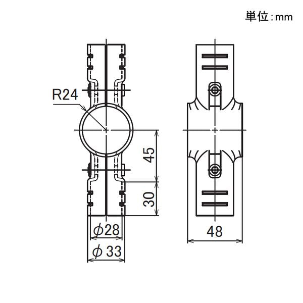 イレクター Φ28・42 メタルジョイント 異径 LEJ-4Bの寸法図