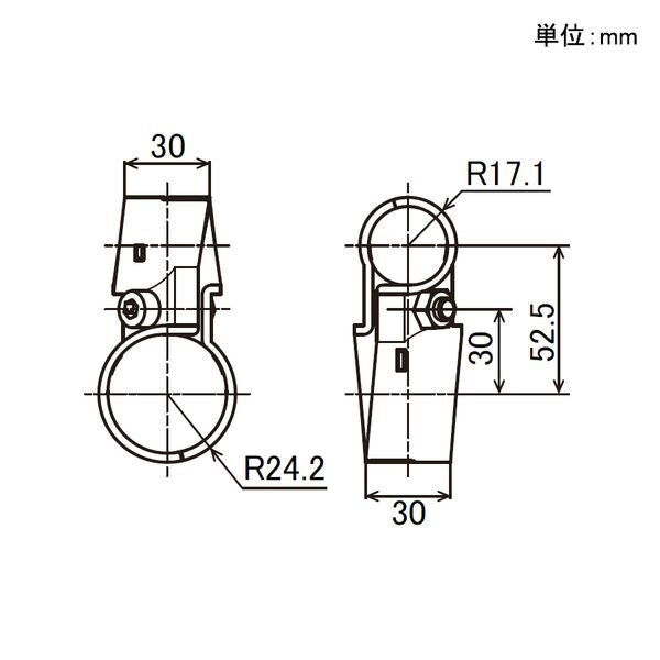 イレクター Φ28・42 メタルジョイント 異径 LEJ-6Aの寸法図