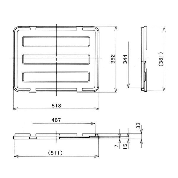 ポリテナー PT-42C用蓋 PT-42CLの寸法図
