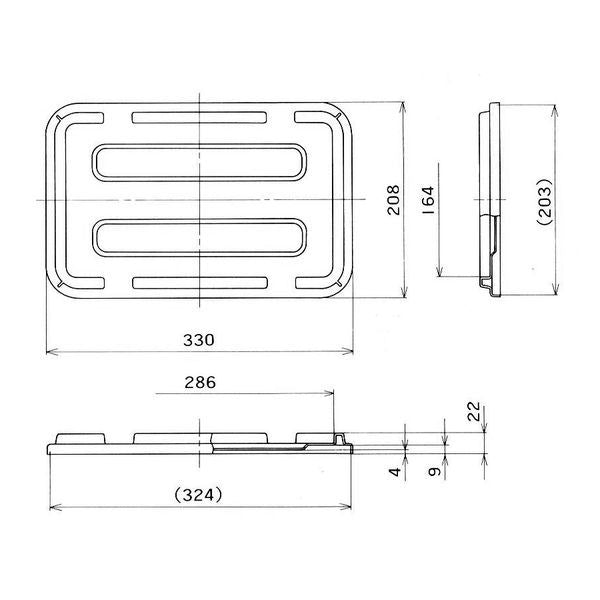 ポリテナー PT-5用蓋 PT-5Lの寸法図