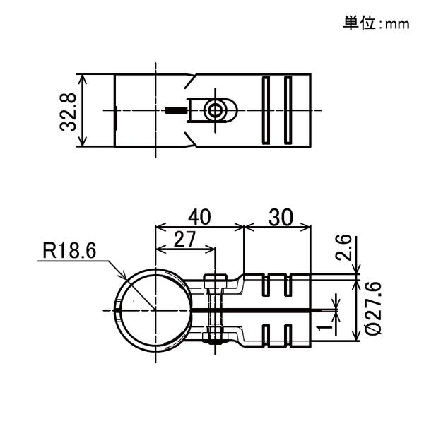 イレクター Φ28・32 メタルジョイント 異径 SEJ-1Bの寸法図