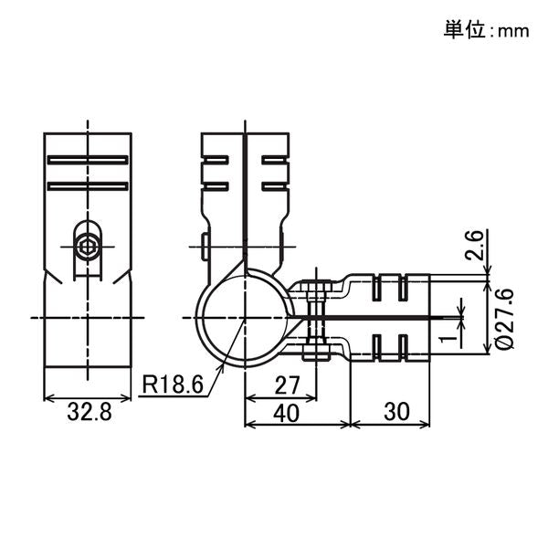 イレクター Φ28・32 メタルジョイント 異径 SEJ-2Bの寸法図