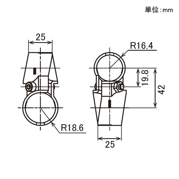 イレクター Φ28・32 メタルジョイント 異径 SEJ-6Aの寸法図
