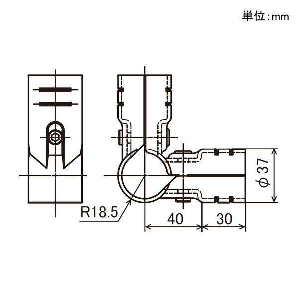 イレクター Φ32 メタルジョイント SJ-2の寸法図