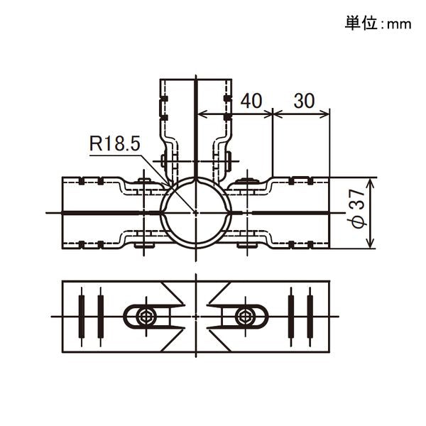 イレクター Φ32 メタルジョイント SJ-3の寸法図