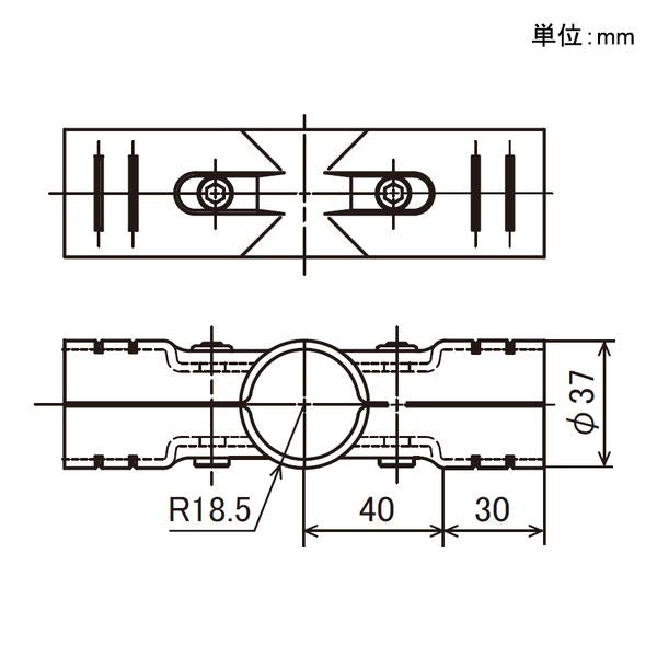 イレクター Φ32 メタルジョイント SJ-4の寸法図