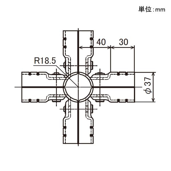 イレクター Φ32 メタルジョイント SJ-5の寸法図