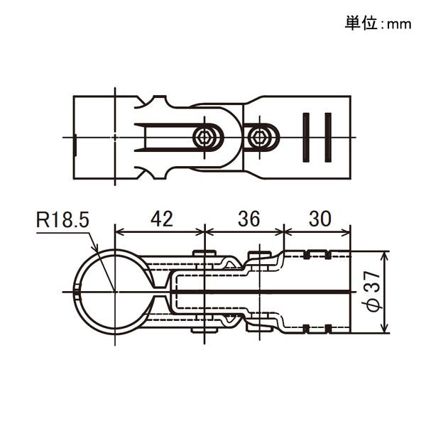 イレクター Φ32 メタルジョイント SJ-7の寸法図