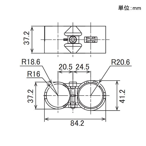 イレクター Φ32 メタルジョイント SJ-8Aの寸法図