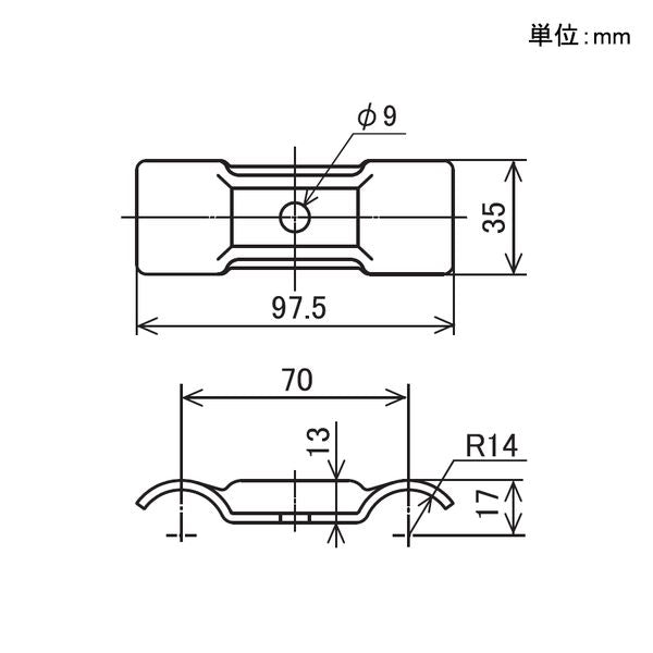 イレクター　Φ28　押え板　EF-1000の寸法図