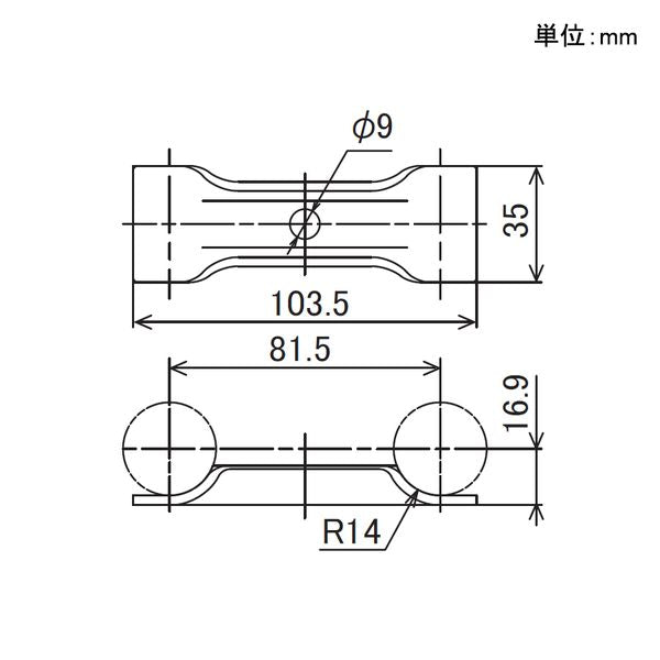 イレクター　Φ28　支持板　メタルジョイント用　EF-1002Hの寸法図